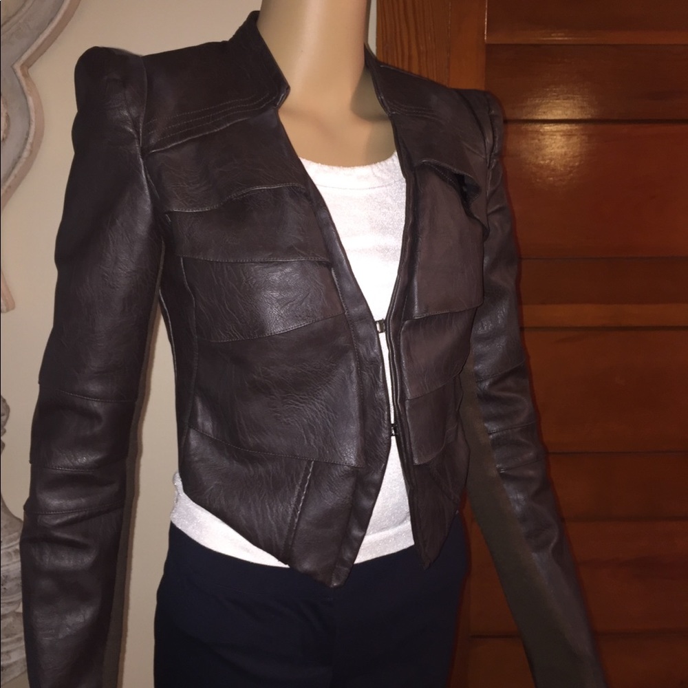 TOV Brown Vegan Leather Jacket
